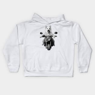 Biker Dog on Motorcycle Kids Hoodie